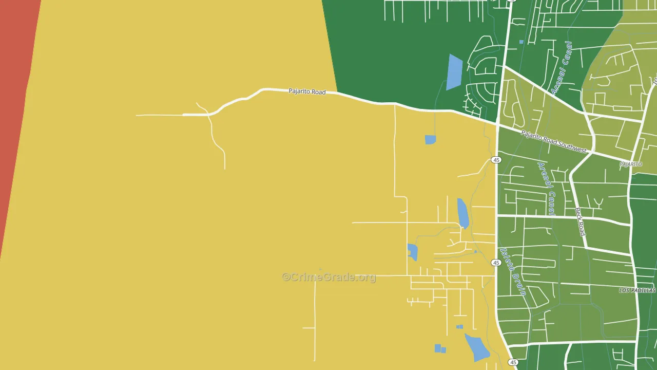 Pajarito, NM Map of Burglary Rates