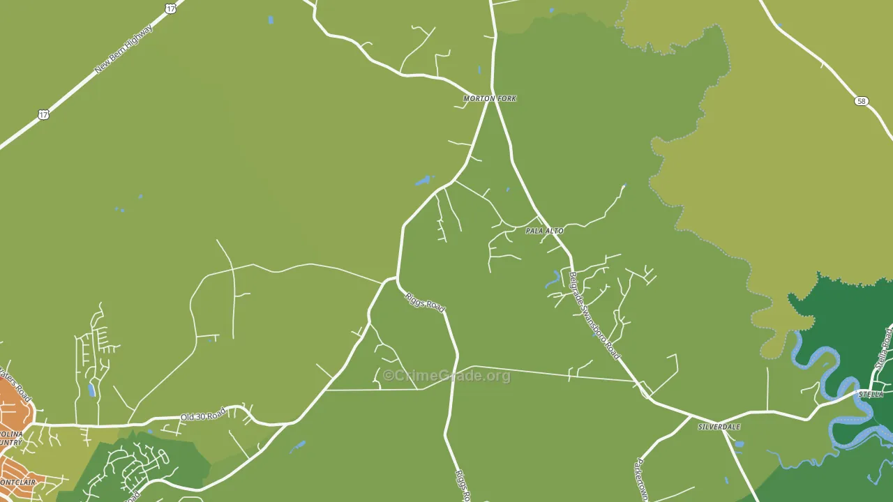 Pala Alto, NC Map of Burglary Rates