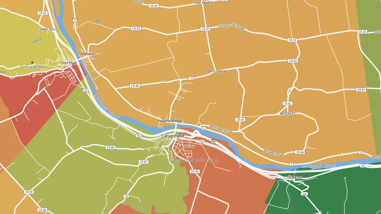 Palatine Bridge, NY Map of Burglary Rates