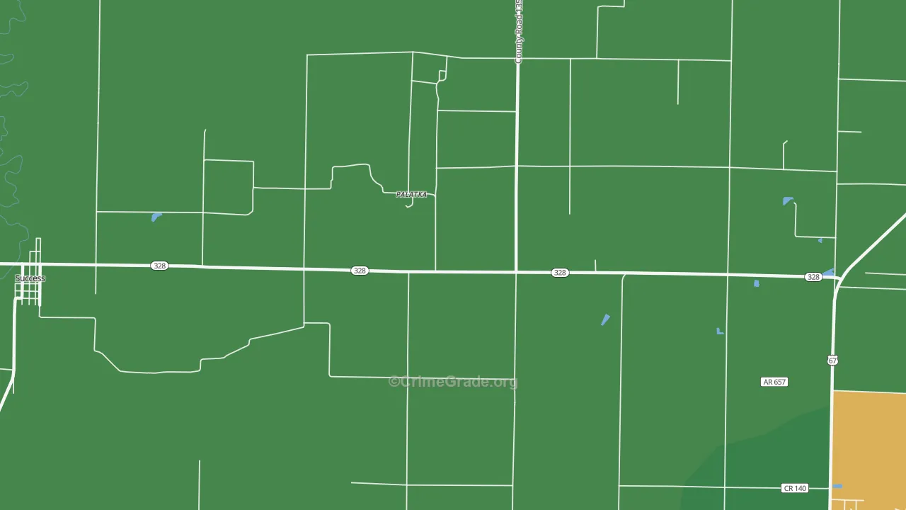 Palatka, AR Map of Burglary Rates