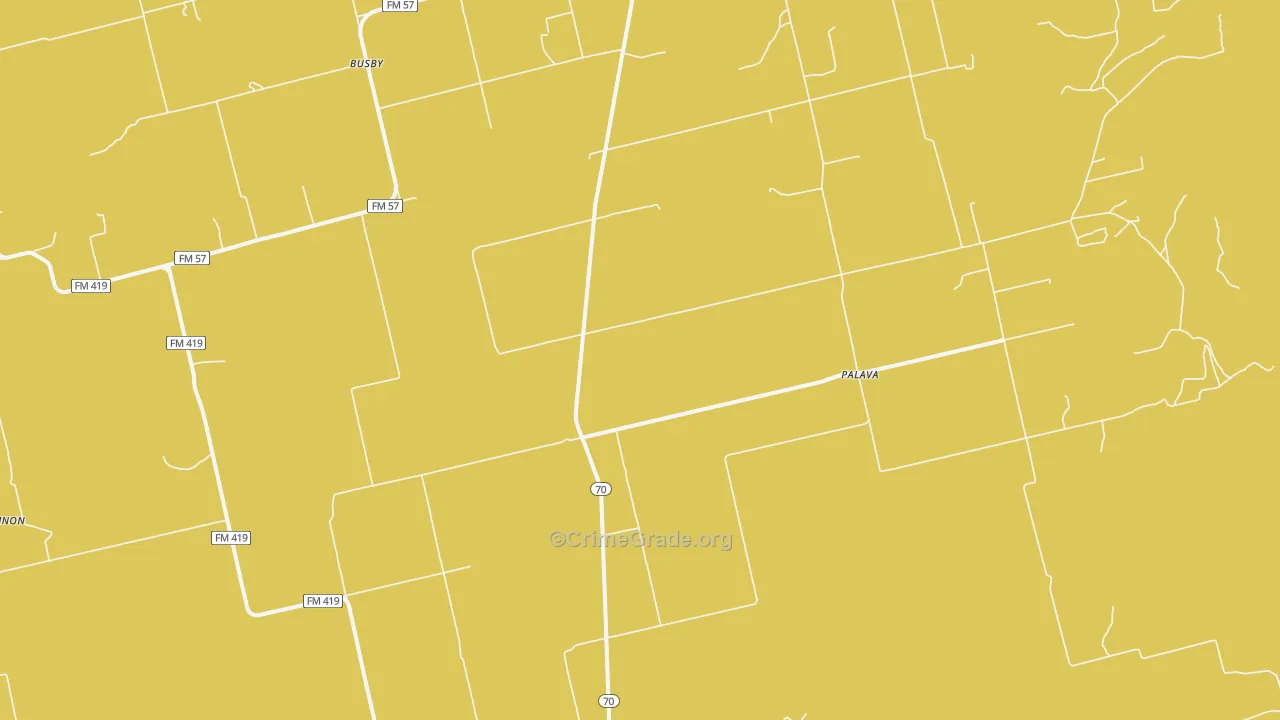 Palava, TX Map of Burglary Rates
