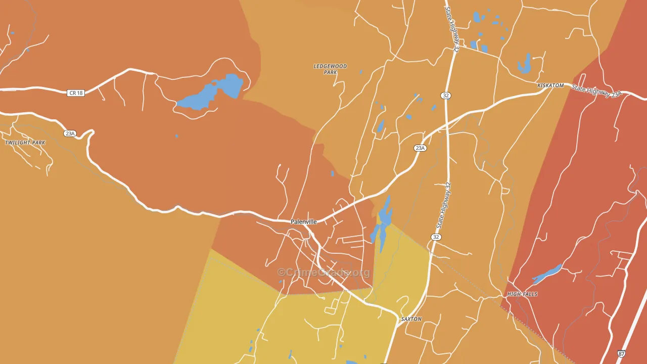 Palenville, NY Map of Burglary Rates