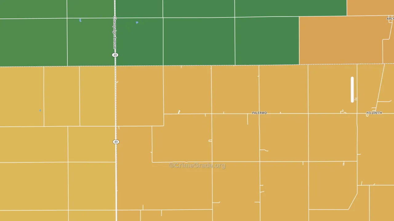 Palermo, IL Map of Burglary Rates