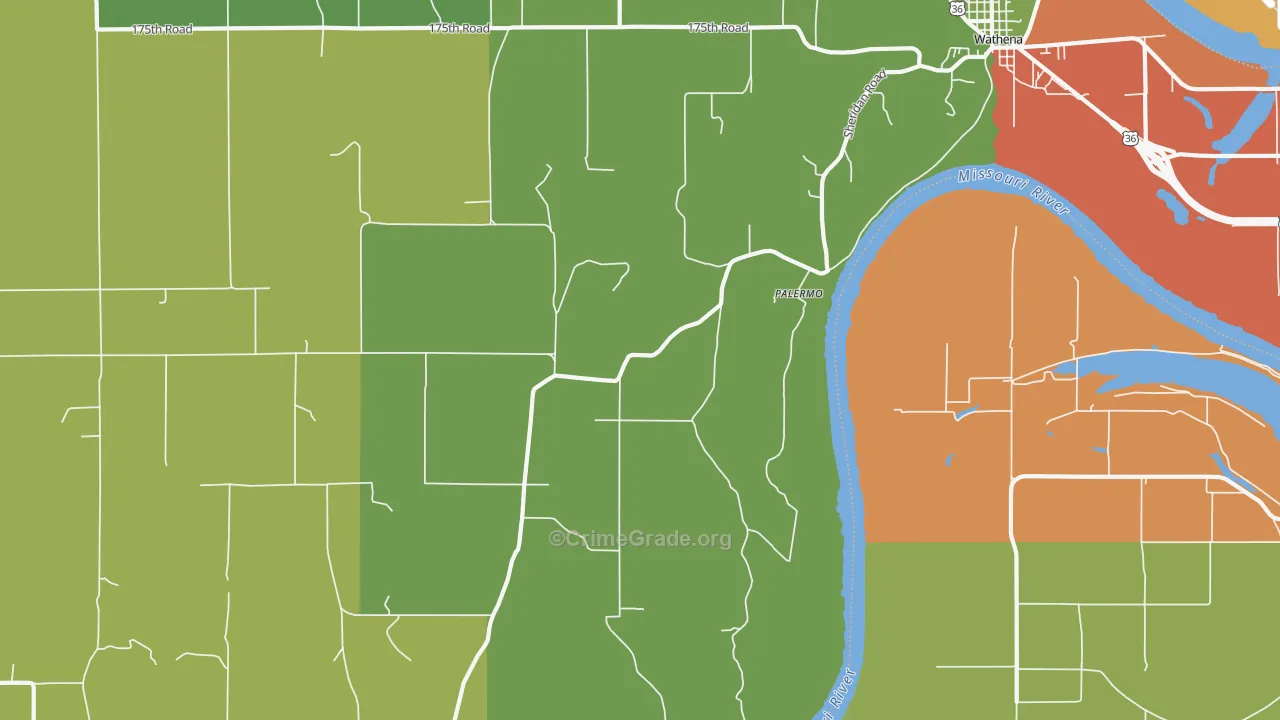 Palermo, KS Map of Burglary Rates