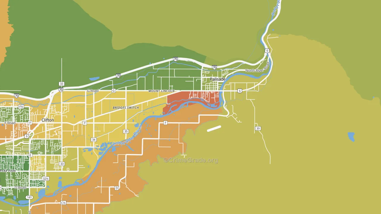 Palisade, CO Map of Burglary Rates