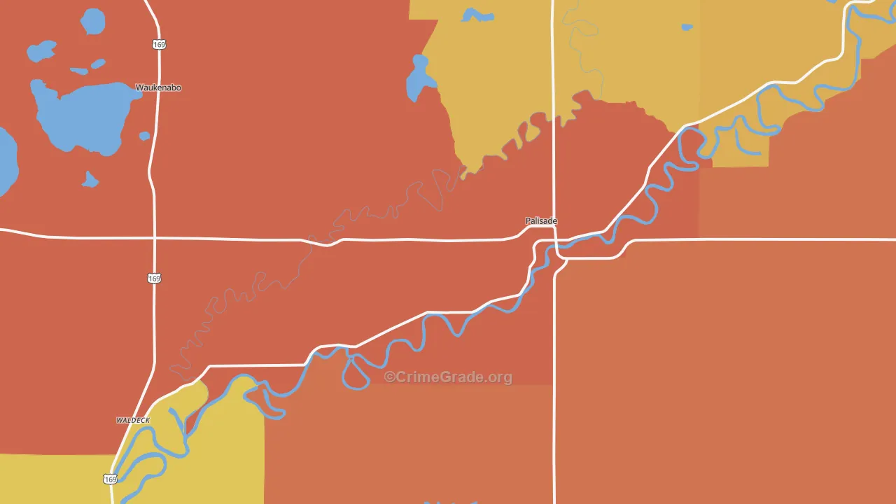 Palisade, MN Map of Burglary Rates