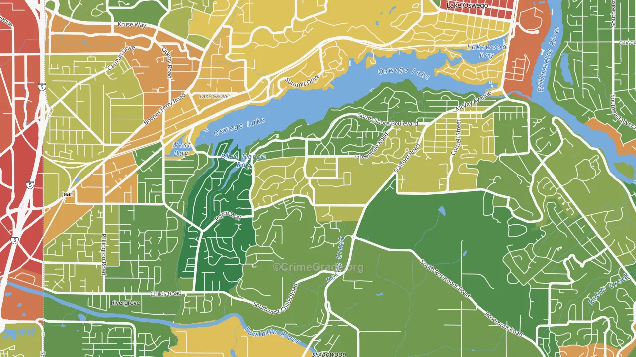 Palisades, Lake Oswego, OR Map of Burglary Rates