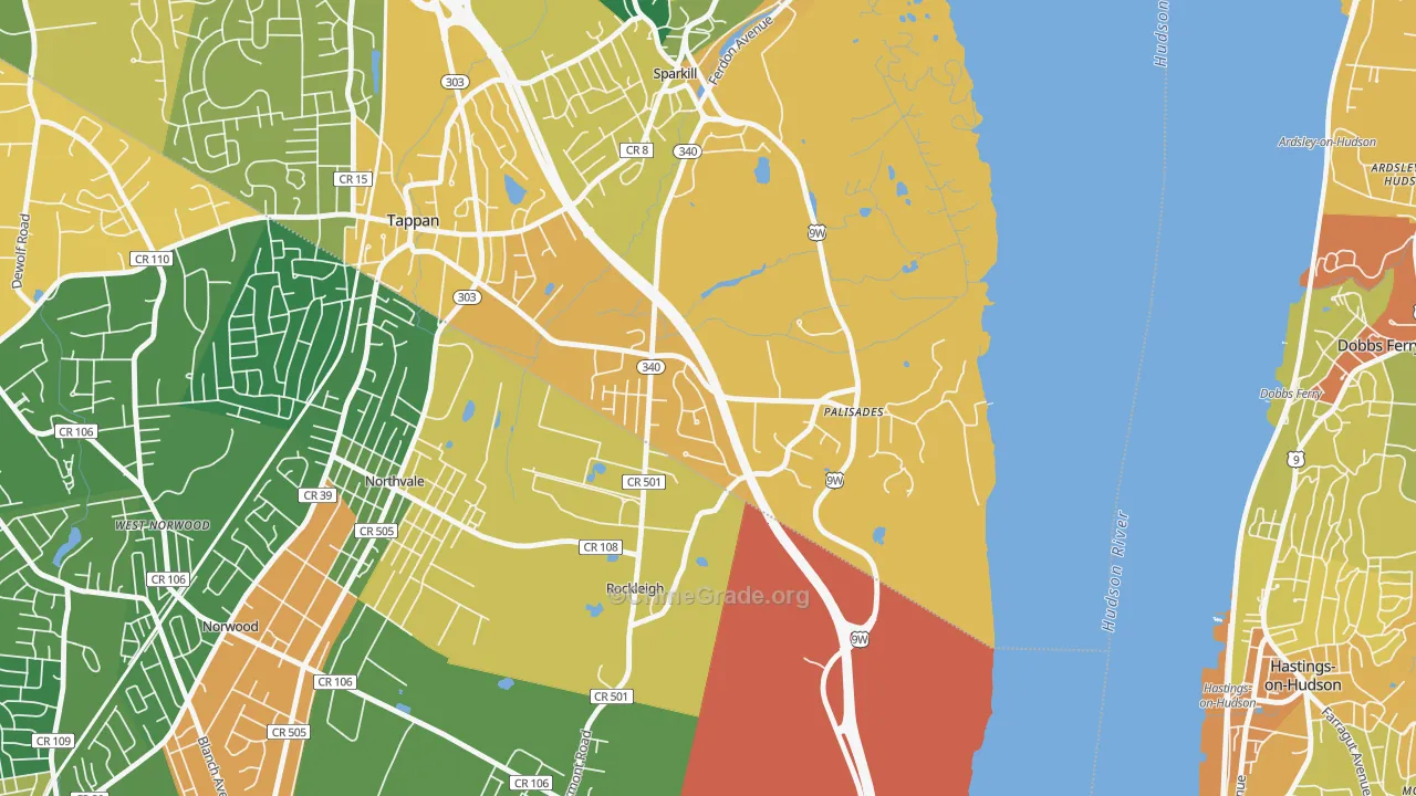 Palisades, NY Map of Burglary Rates