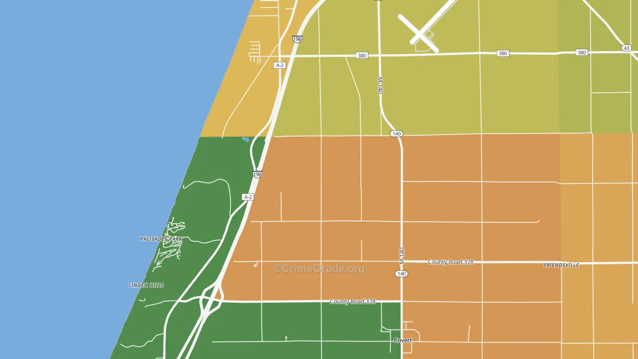 Palisades Park, MI Map of Burglary Rates