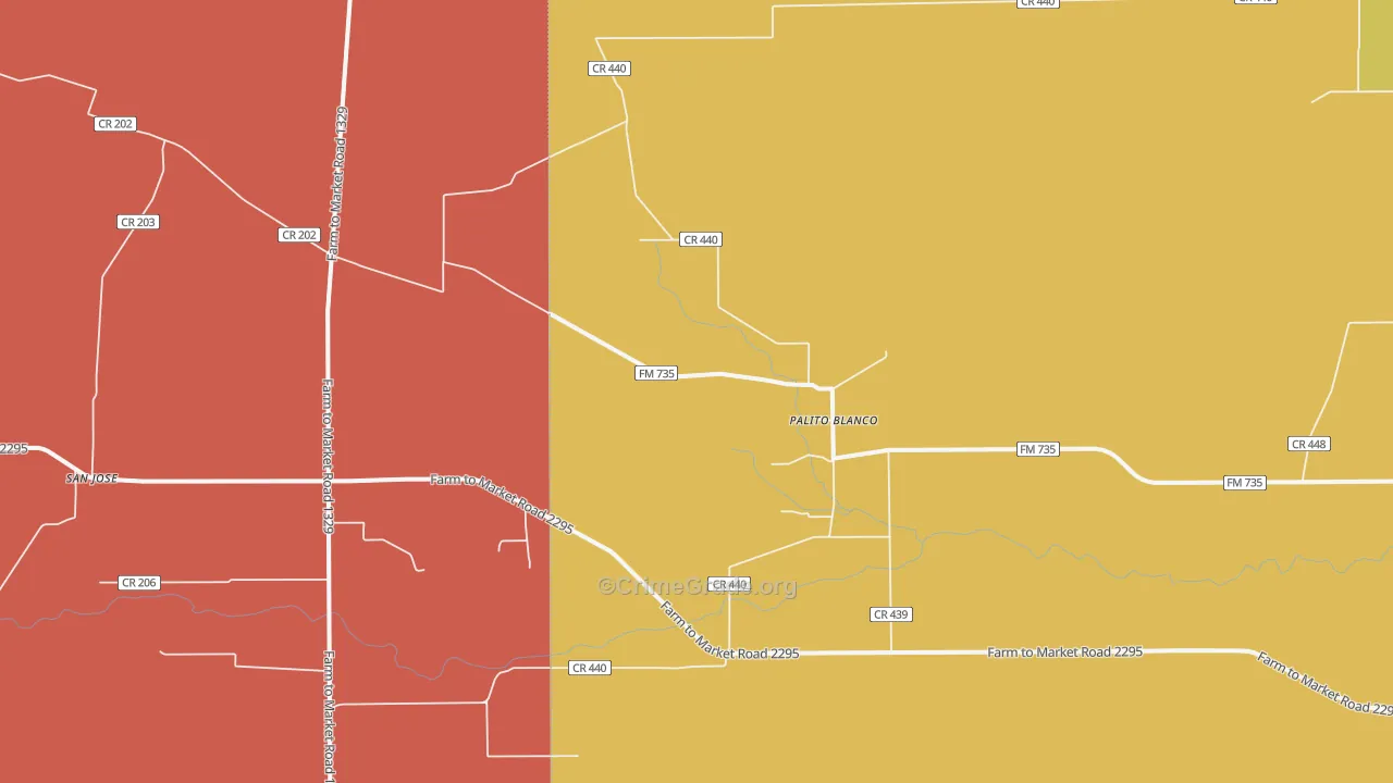 Palito Blanco, TX Map of Burglary Rates