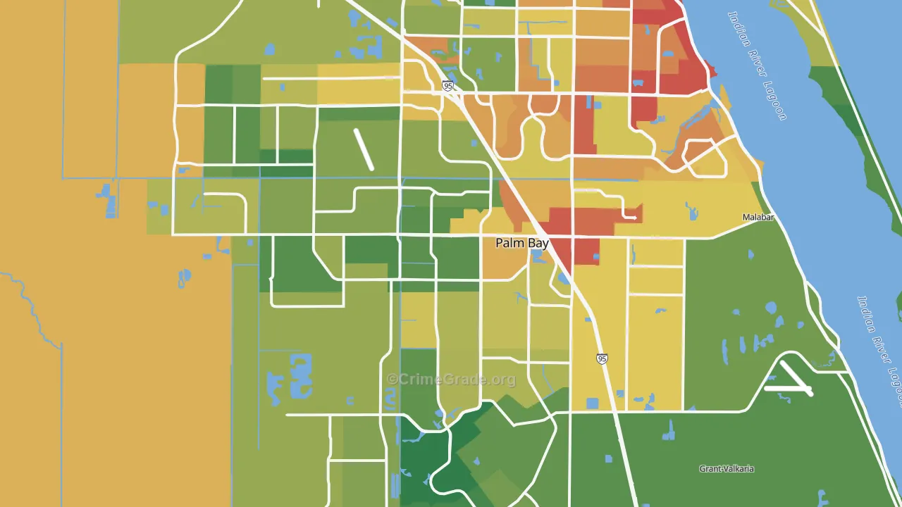 Palm Bay, FL Map of Burglary Rates