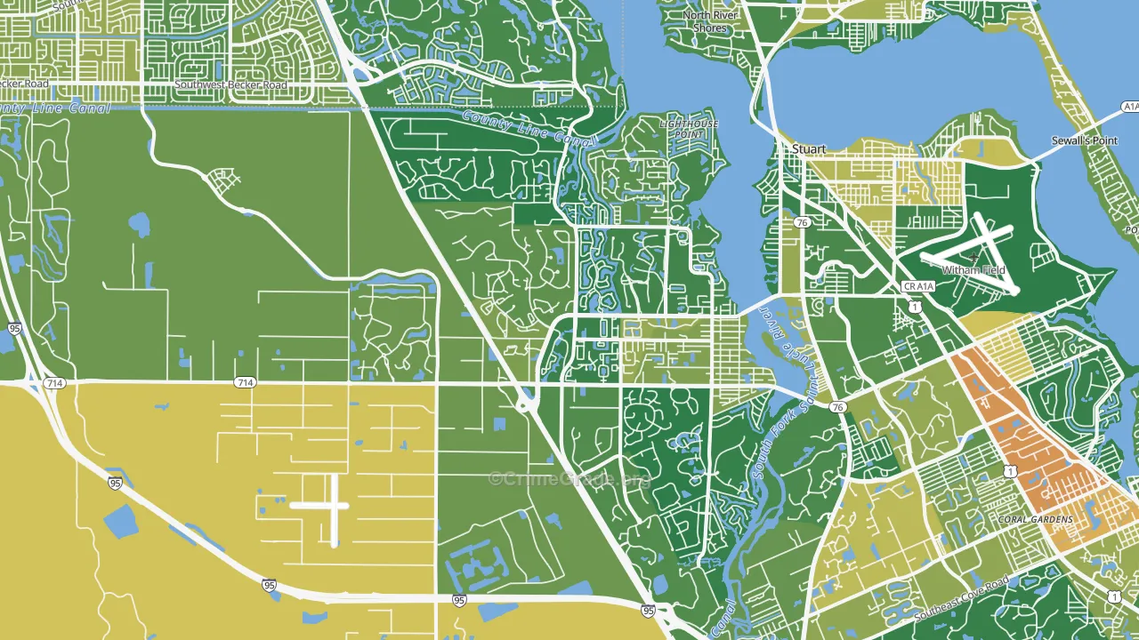 Palm City, FL Map of Burglary Rates