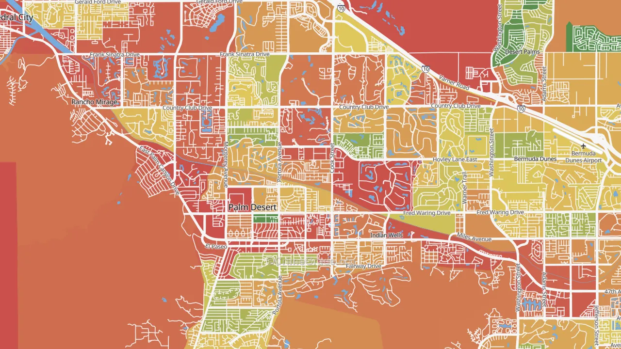 Palm Desert, CA Map of Burglary Rates