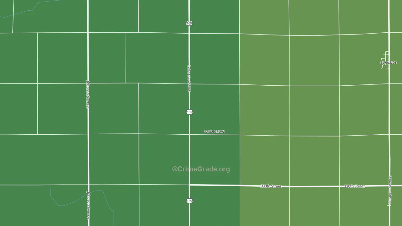 Palm Grove, IA Map of Burglary Rates