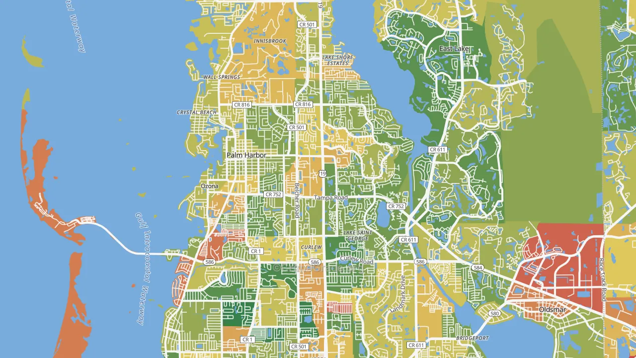Palm Harbor, FL Map of Burglary Rates