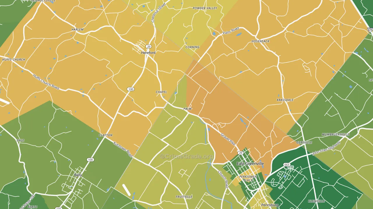 Palm, PA Map of Burglary Rates