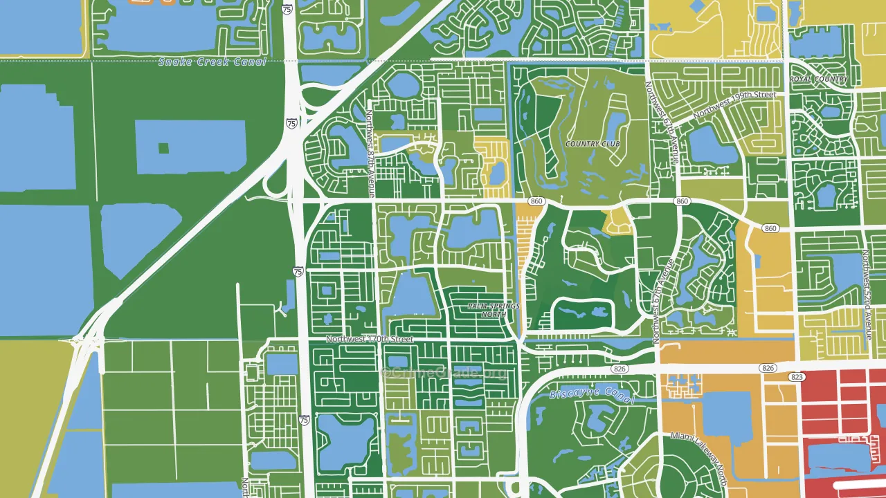 Palm Springs North, Hialeah, FL Map of Burglary Rates