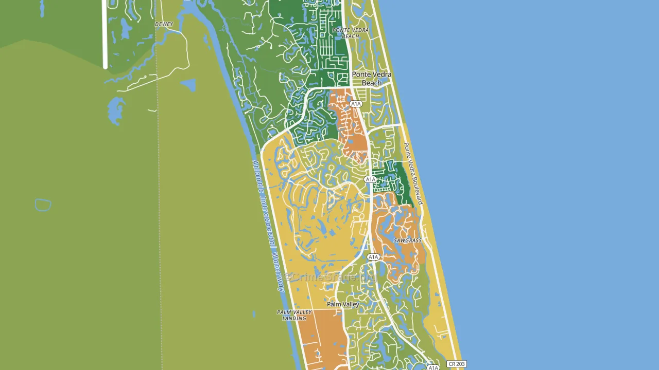 Palm Valley, FL Map of Burglary Rates