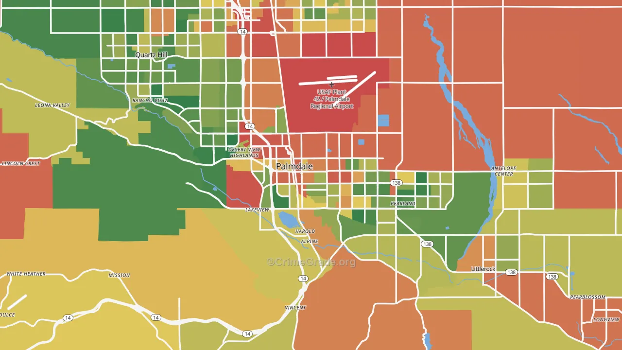 Palmdale, CA Map of Burglary Rates