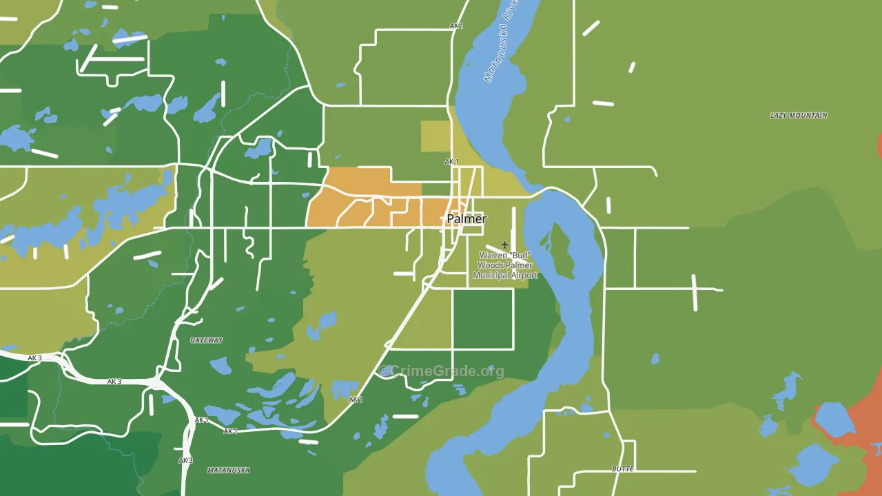 Palmer, AK Map of Burglary Rates