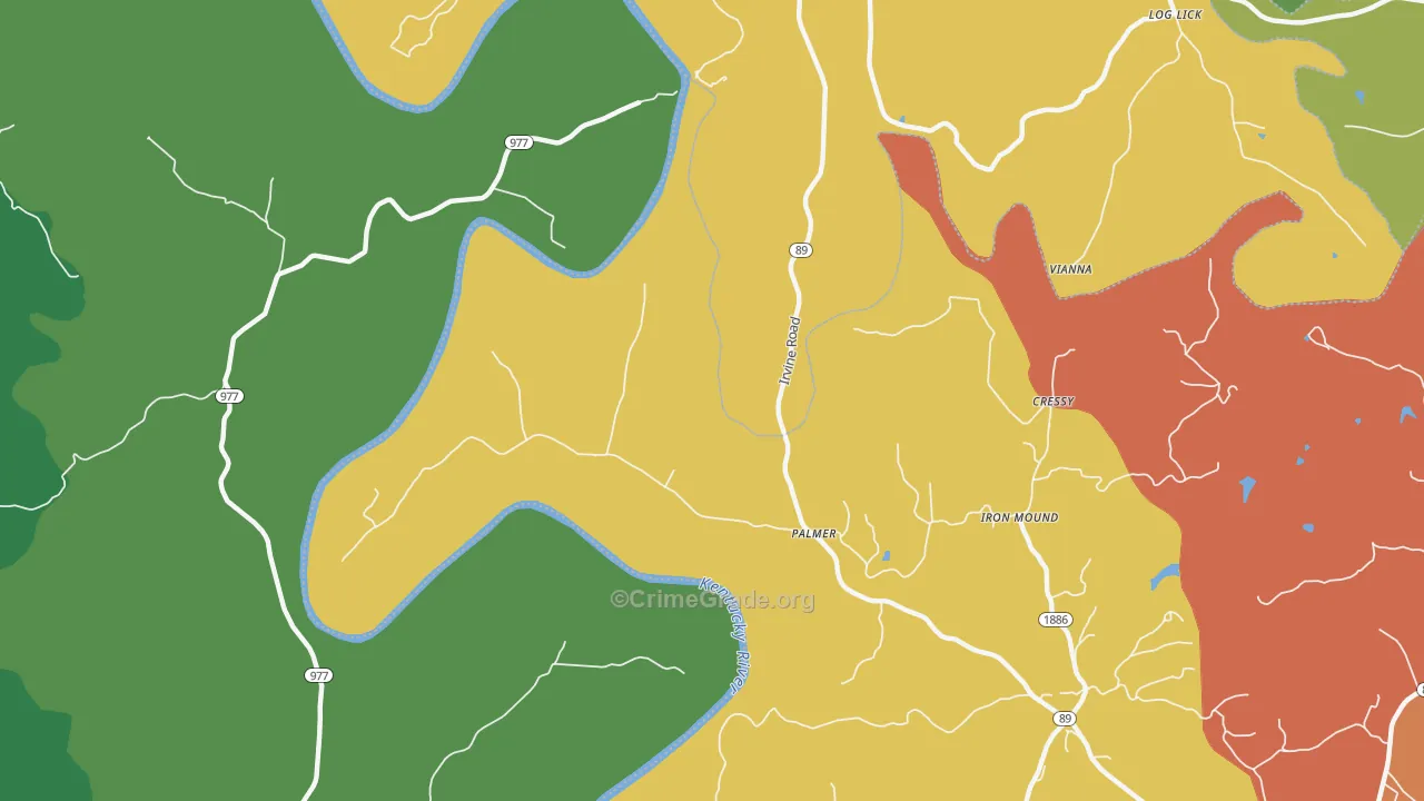 Palmer, KY Map of Burglary Rates