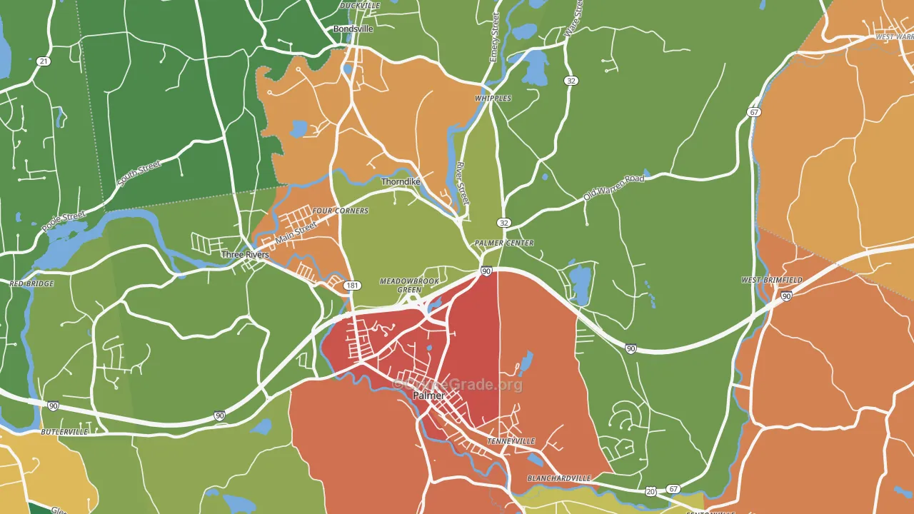 Palmer, MA Map of Burglary Rates