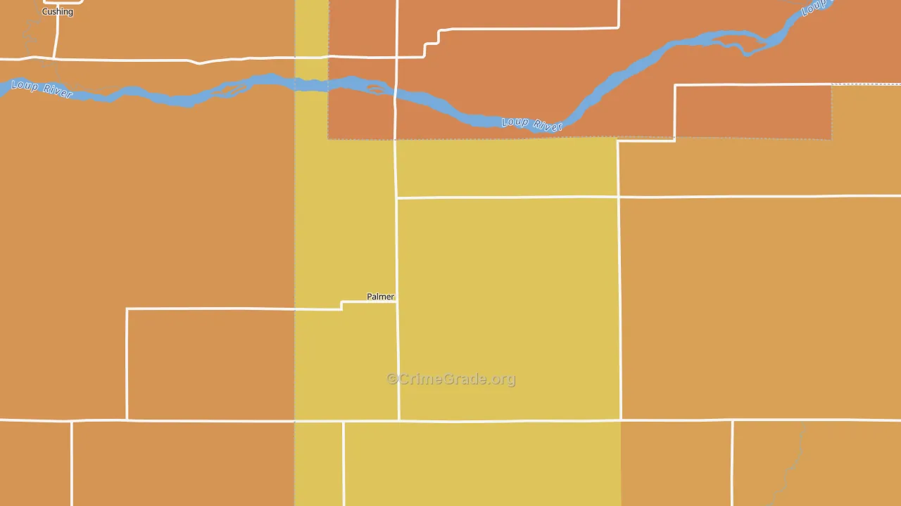 Palmer, NE Map of Burglary Rates