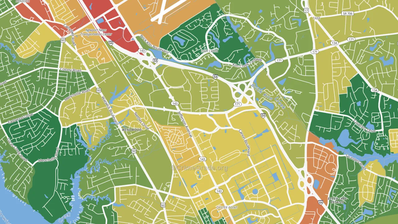 Palmer, Newport News, VA Map of Burglary Rates