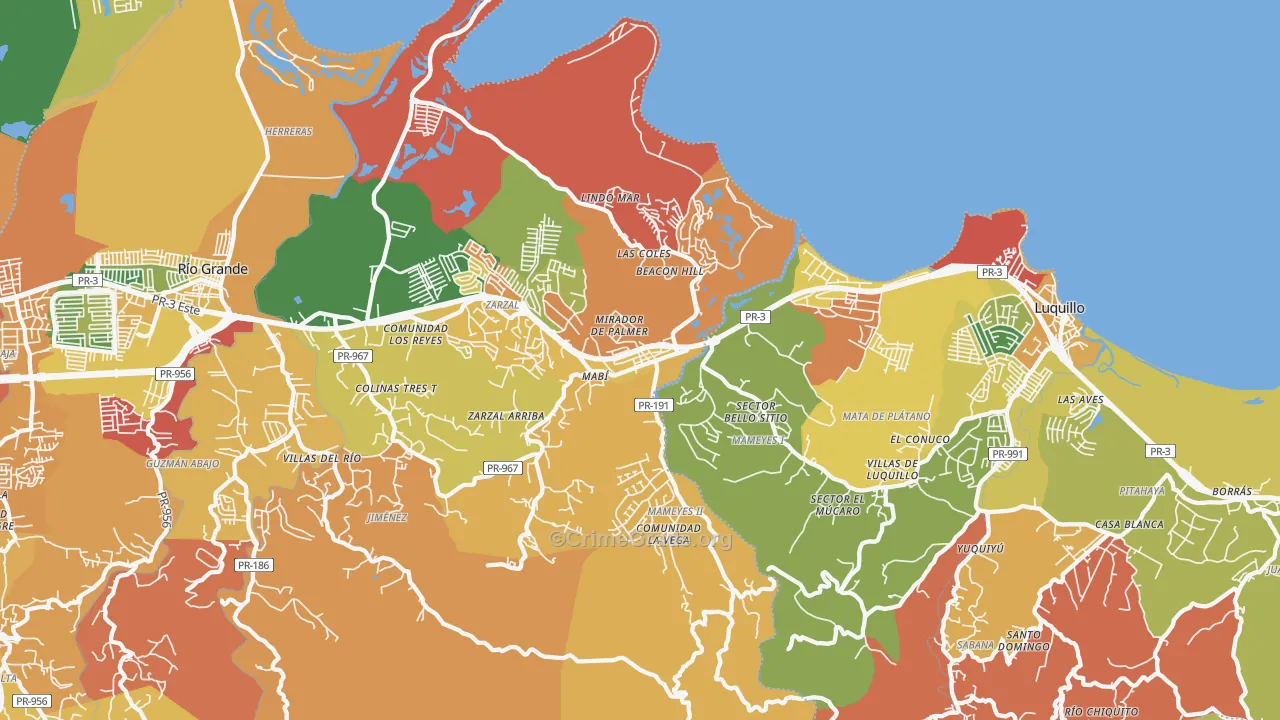 Palmer, PR Map of Burglary Rates