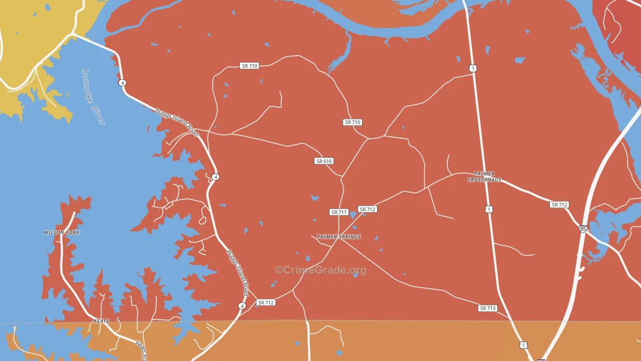 Palmer Springs, VA Map of Burglary Rates