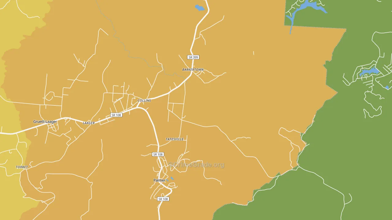 Palmer, TN Map of Burglary Rates
