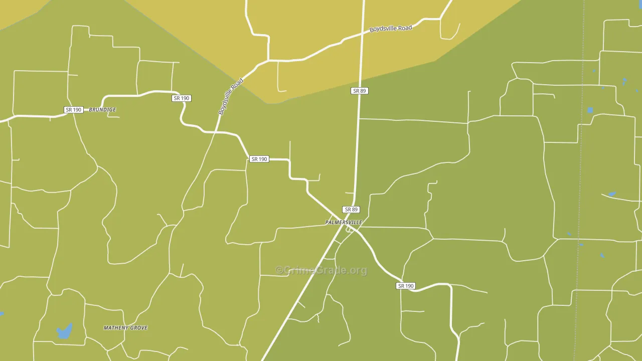 Palmersville, TN Map of Burglary Rates
