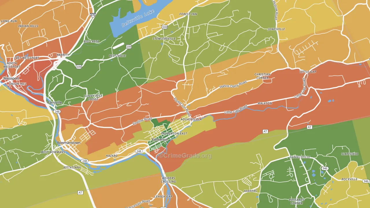 Palmerton, PA Map of Burglary Rates