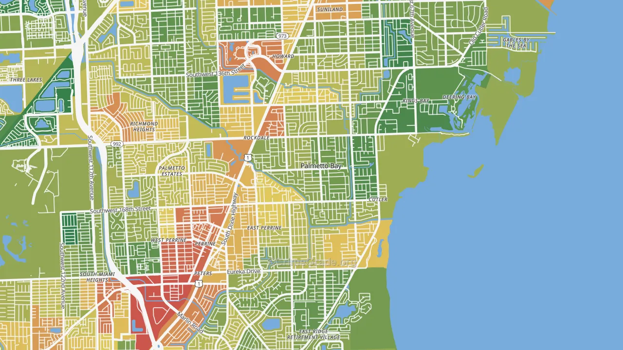 Palmetto Bay, FL Map of Burglary Rates