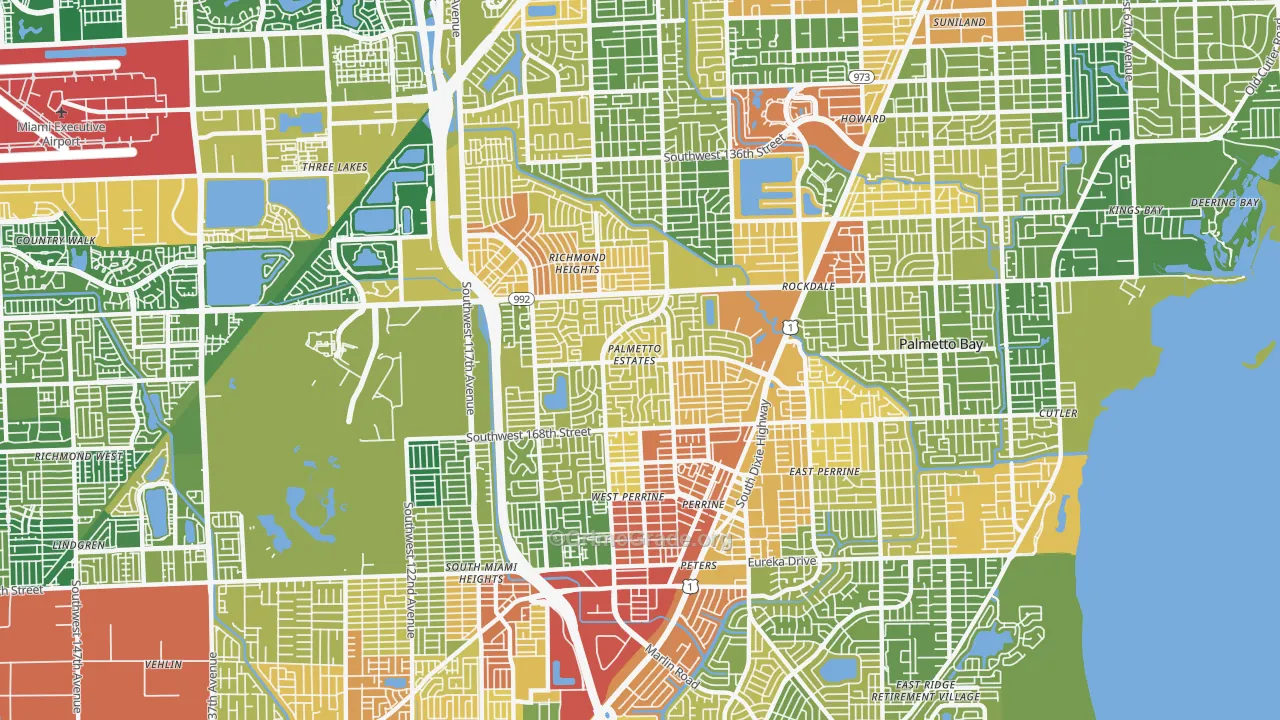 Palmetto Estates, FL Map of Burglary Rates