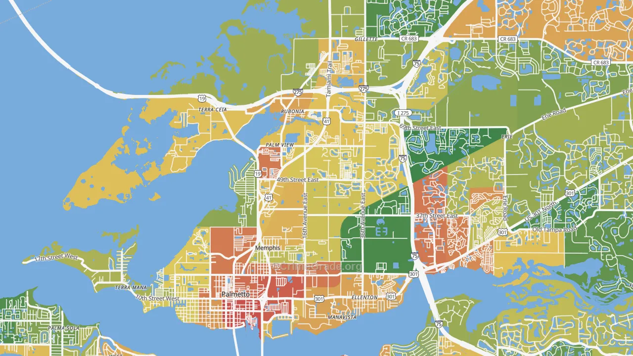 Palmetto, FL Map of Burglary Rates