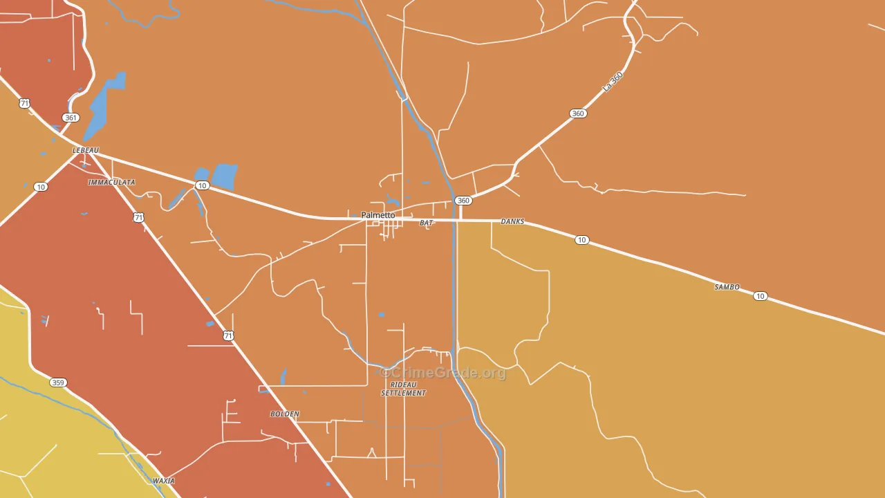 Palmetto, LA Map of Burglary Rates