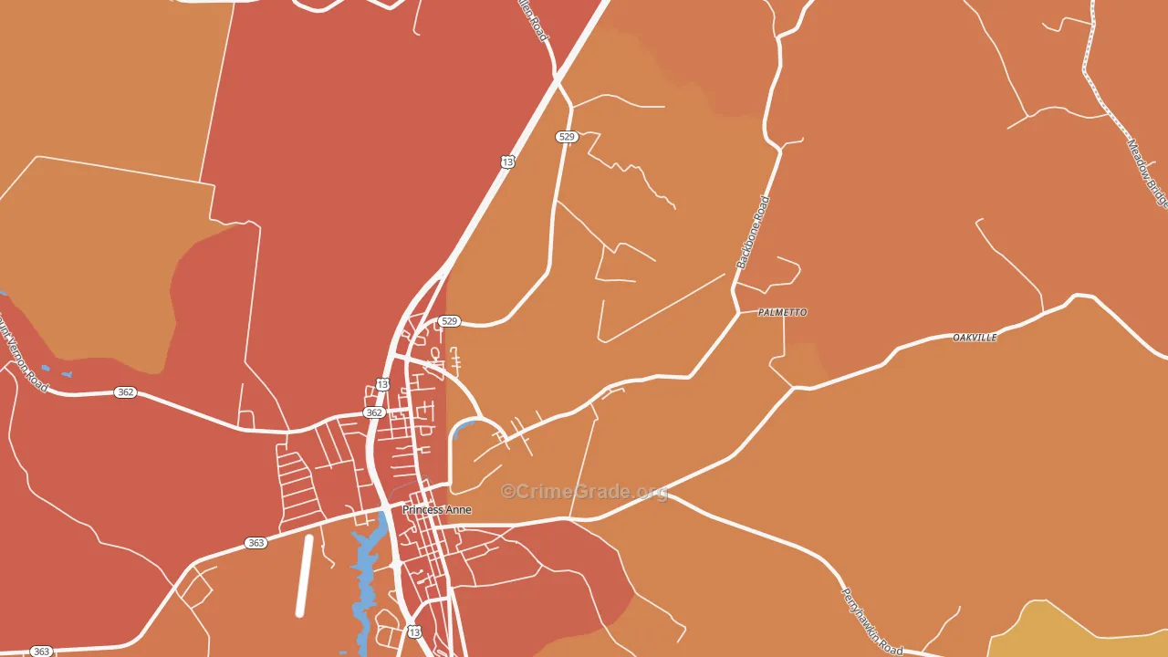 Palmetto, MD Map of Burglary Rates