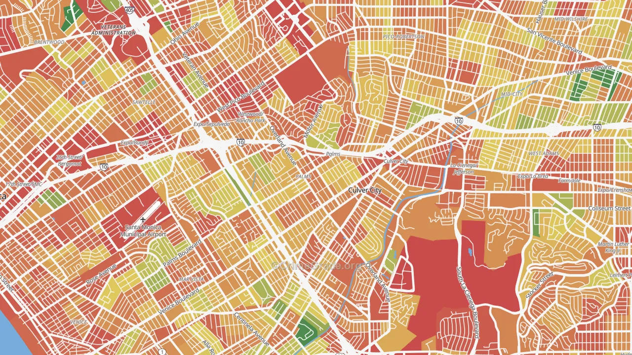 Palms, Los Angeles, CA Map of Burglary Rates