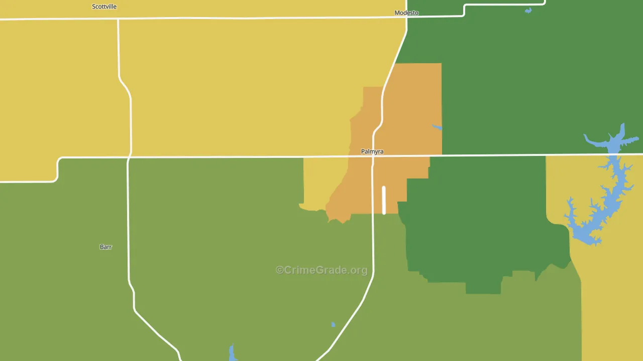 Palmyra, IL Map of Burglary Rates