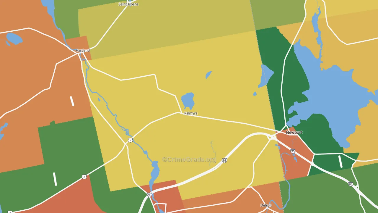 Palmyra, ME Map of Burglary Rates