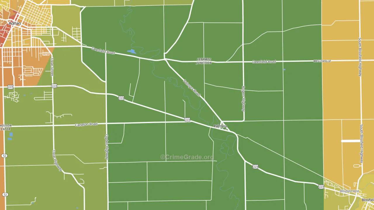 Palmyra, MI Map of Burglary Rates