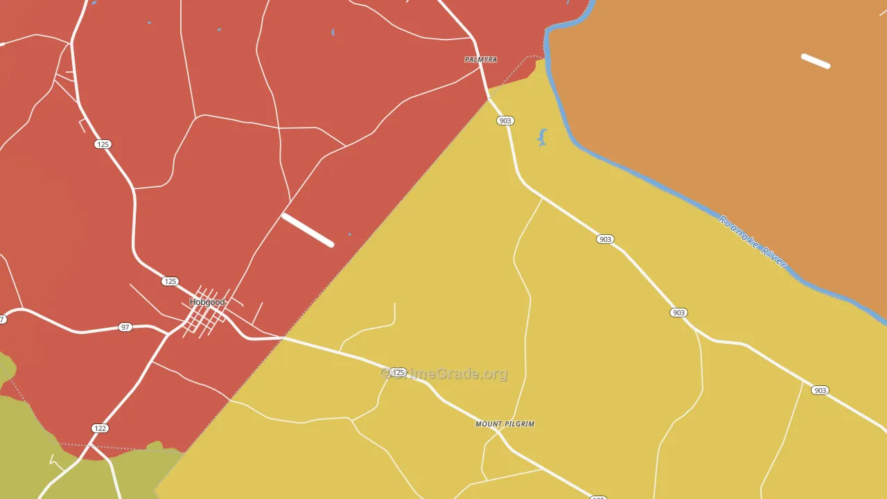 Palmyra, NC Map of Burglary Rates