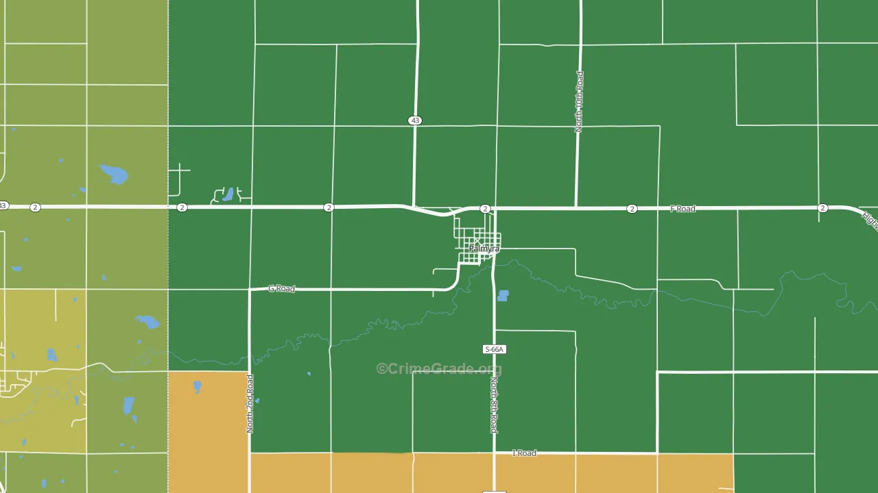 Palmyra, NE Map of Burglary Rates