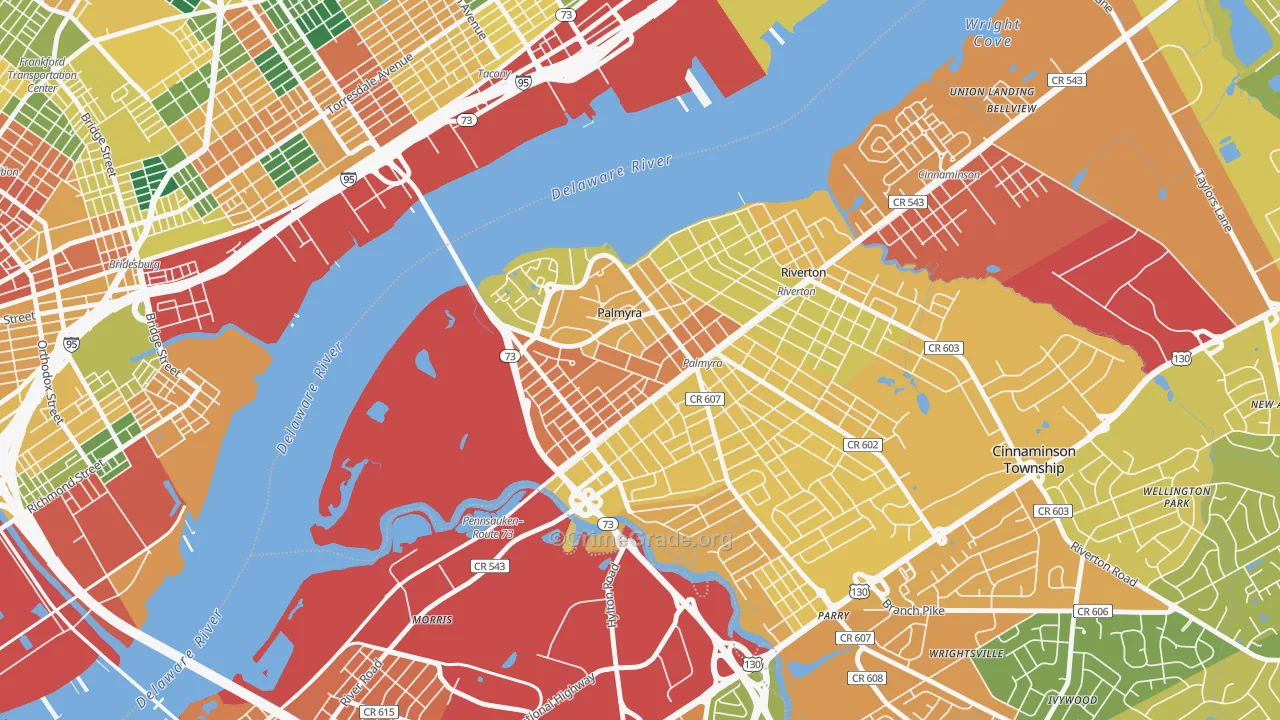 Palmyra, NJ Map of Burglary Rates