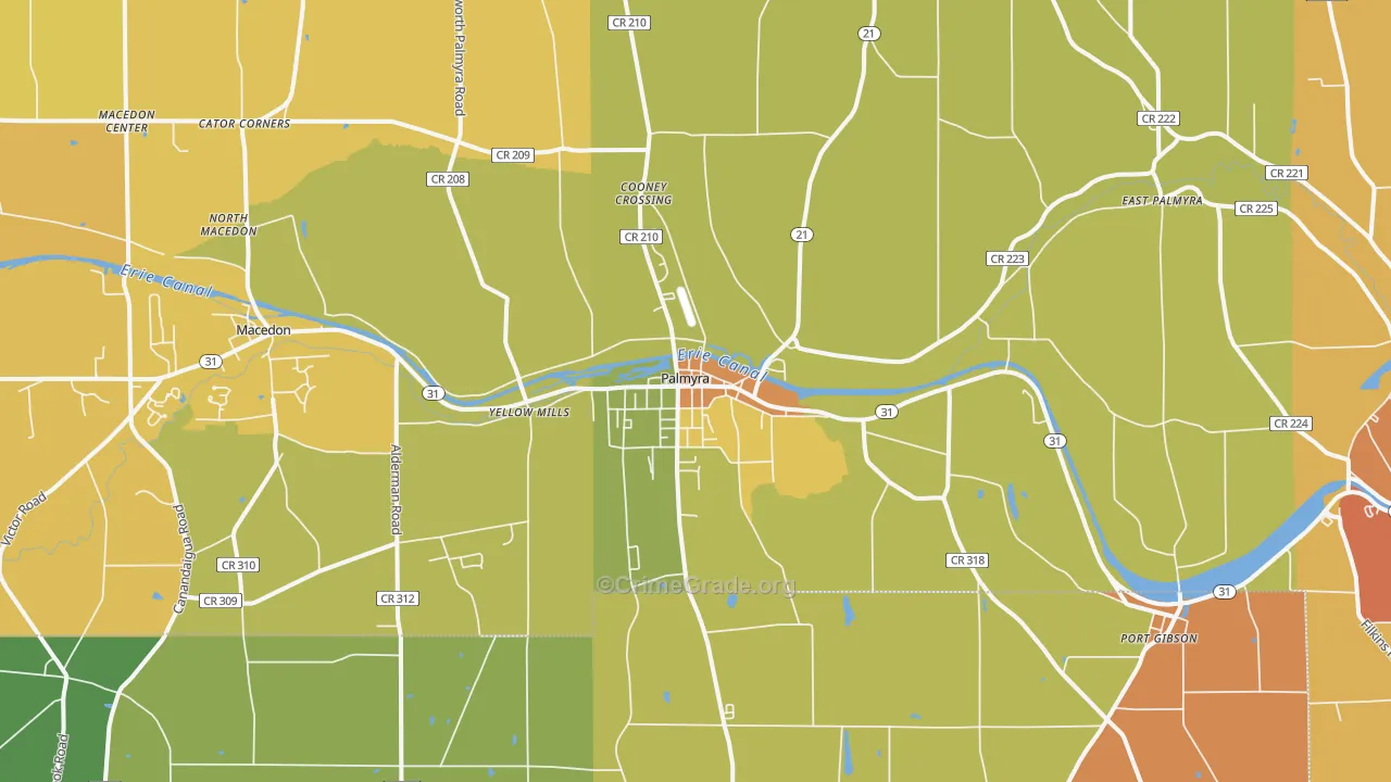 Palmyra, NY Map of Burglary Rates