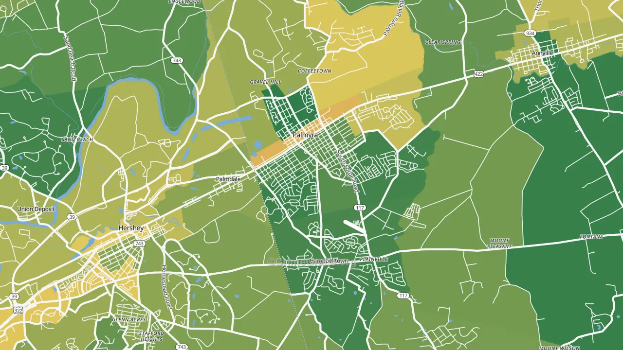 Palmyra, PA Map of Burglary Rates