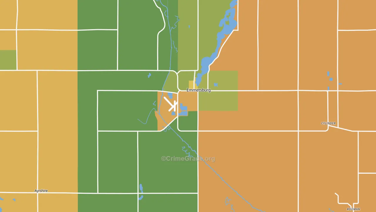 Palo Alto County, IA Map of Burglary Rates