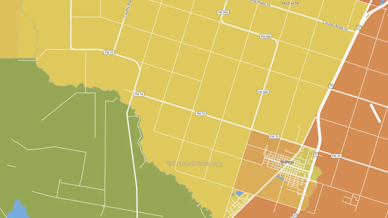 Palo Alto, TX Map of Burglary Rates