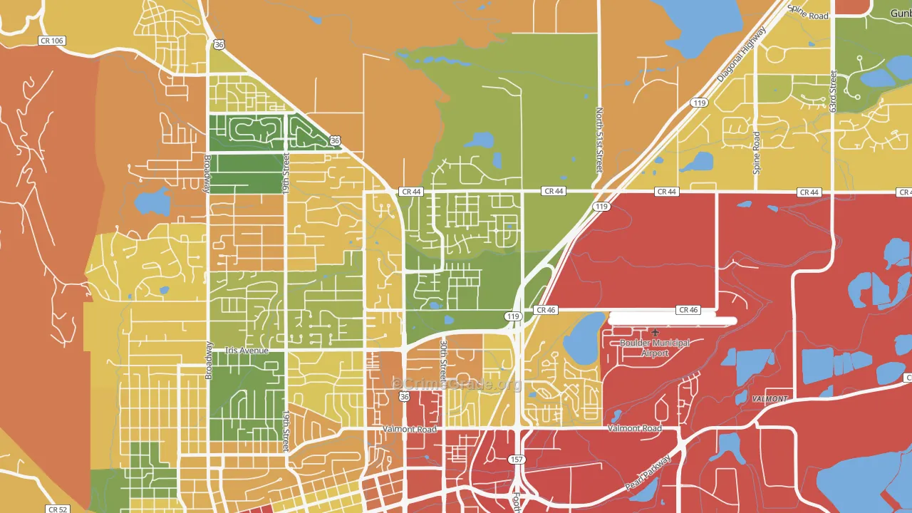 Palo Park, Boulder, CO Map of Burglary Rates